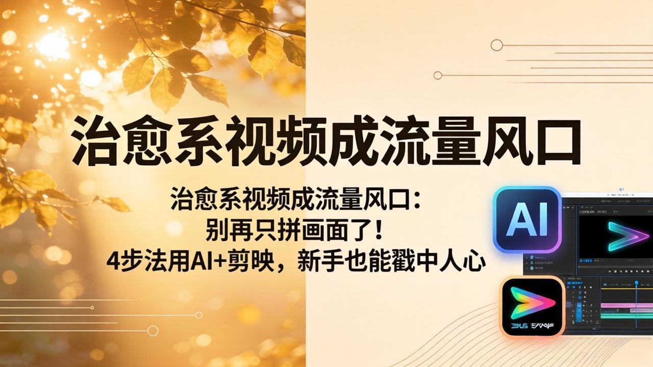 治愈系视频成流量风口：别再只拼画面了！4步法用AI+剪映，新手也能戳中人心-巅峰研习社