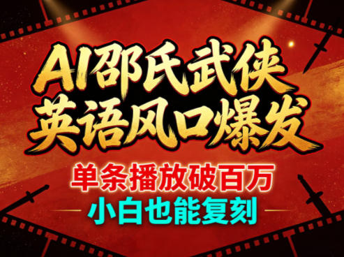 AI邵氏武侠英语风口爆发，单条播放破百万，小白也能复刻-巅峰研习社