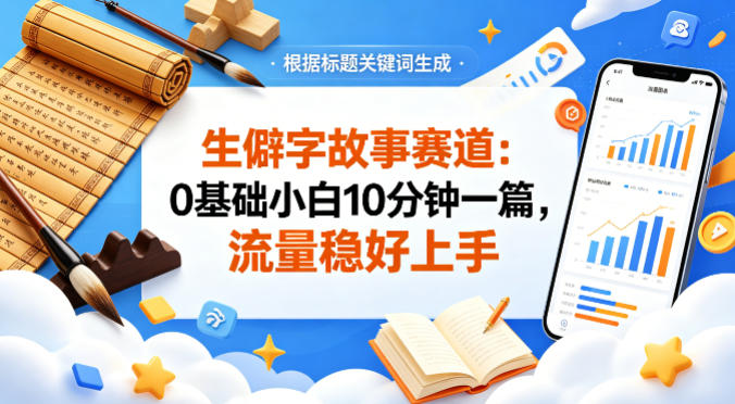 公众号流量主——生僻字故事赛道，流量稳，好上手，0基础小白也能10分钟一篇-巅峰研习社