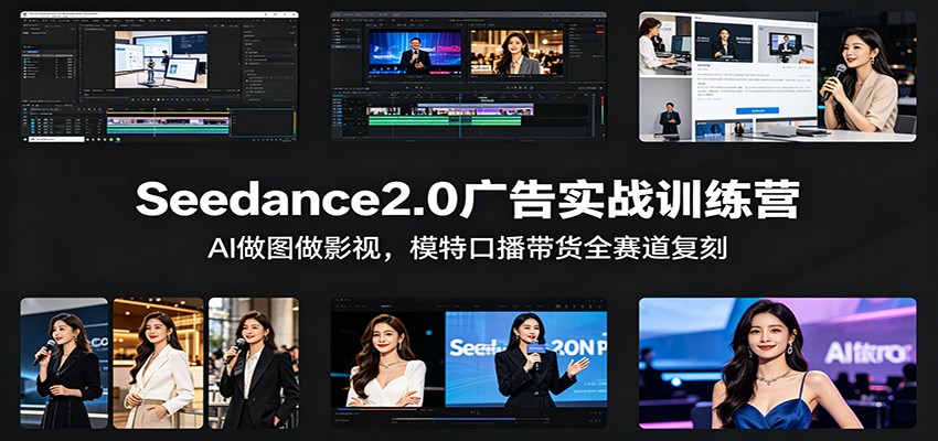 Seedance2.0广告实战训练营：AI做图做影视，模特口播带货全赛道复刻-巅峰研习社