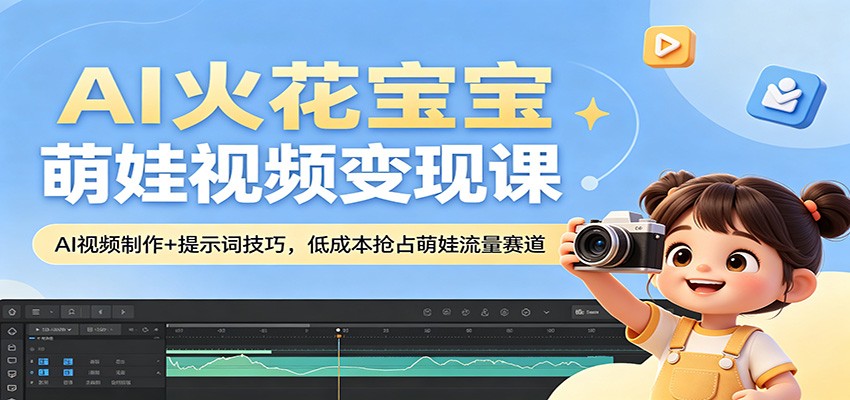 AI火花宝宝萌娃视频变现课：AI视频制作+提示词技巧，低成本抢占萌娃流量赛道-巅峰研习社