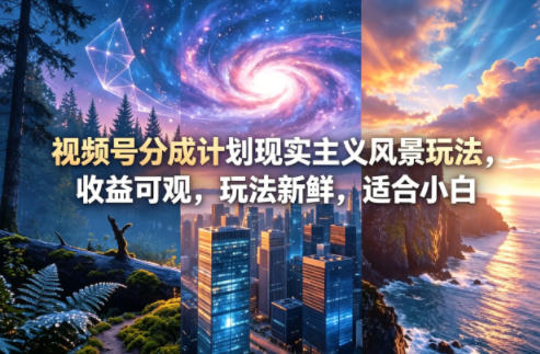 视频号分成计划现实主义风景玩法，收益可观，玩法新鲜，适合小白-巅峰研习社