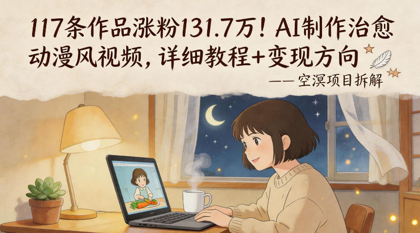 117条作品涨粉131.7W！AI制作治愈动漫风视频，详细教程+变现方向-巅峰研习社