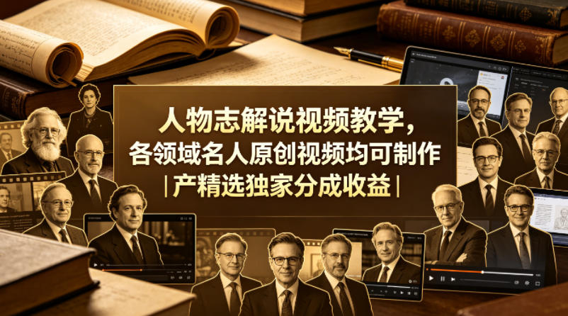 人物志解说视频教学，各领域名人原创视频均可制作丨精选独家分成收益(更新0430)-巅峰研习社