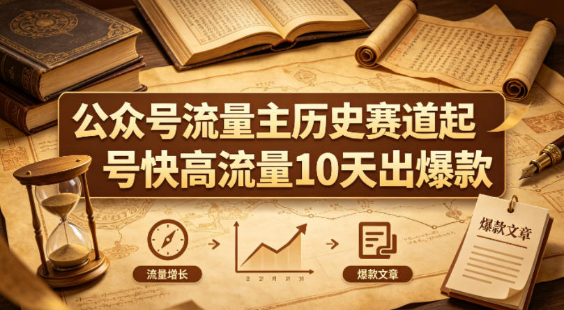 公众号流量主之历史赛道，起号快+高流量，10天就能出爆款！-巅峰研习社