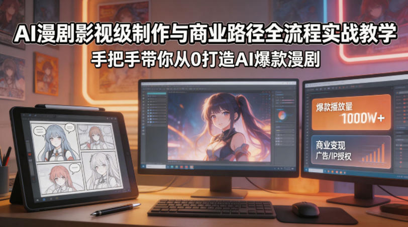 AI漫剧影视级制作与商业路径全流程实战教学，手带你从0打造AI爆款漫剧-巅峰研习社