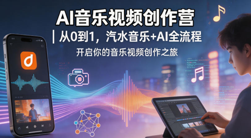 AI音乐视频创作营｜从0到1，汽水音乐+AI全流程，开启你的音乐视频创作之旅-巅峰研习社