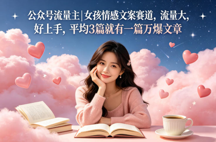 公众号流量主女孩情感文案赛道，流量大，好上手，平均3篇就有一篇万爆文章-巅峰研习社