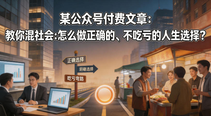 某公众号付费文章：教你混社会：怎么做正确的、不吃亏的人生选择？-巅峰研习社