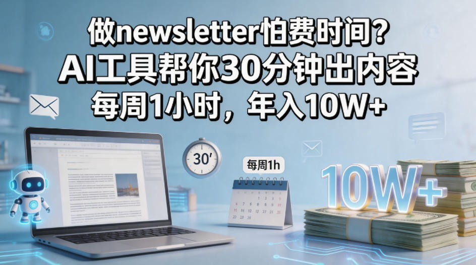 做newsletter怕费时间？AI工具帮你30分钟出内容，每周1小时，年入10W+！【原创双语字幕】-巅峰研习社