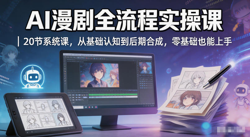 AI漫剧全流程实操课｜20节系统课，从基础认知到后期合成，零基础也能上手-巅峰研习社