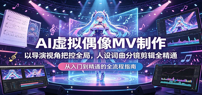 AI虚拟偶像MV制作：以导演视角把控全局，人设词曲分镜剪辑全精通-巅峰研习社