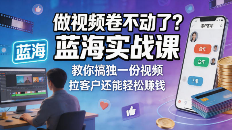 做视频卷不动了？蓝海实战课教你搞独一份视频，拉客户还能轻松賺钱！【原创双语字幕】-巅峰研习社