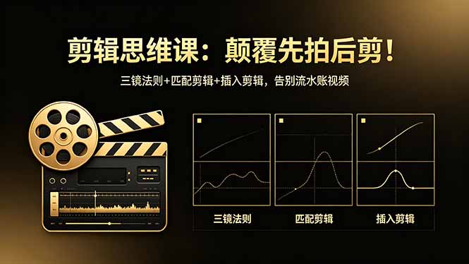 剪辑思维课：颠覆先拍后剪！三镜法则+匹配剪辑+插入剪辑，告别流水账视频-巅峰研习社