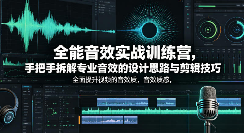 全能音效实战训练营，手把手拆解专业音效的设计思路与剪辑技巧，全面提升视频的音效质感-巅峰研习社