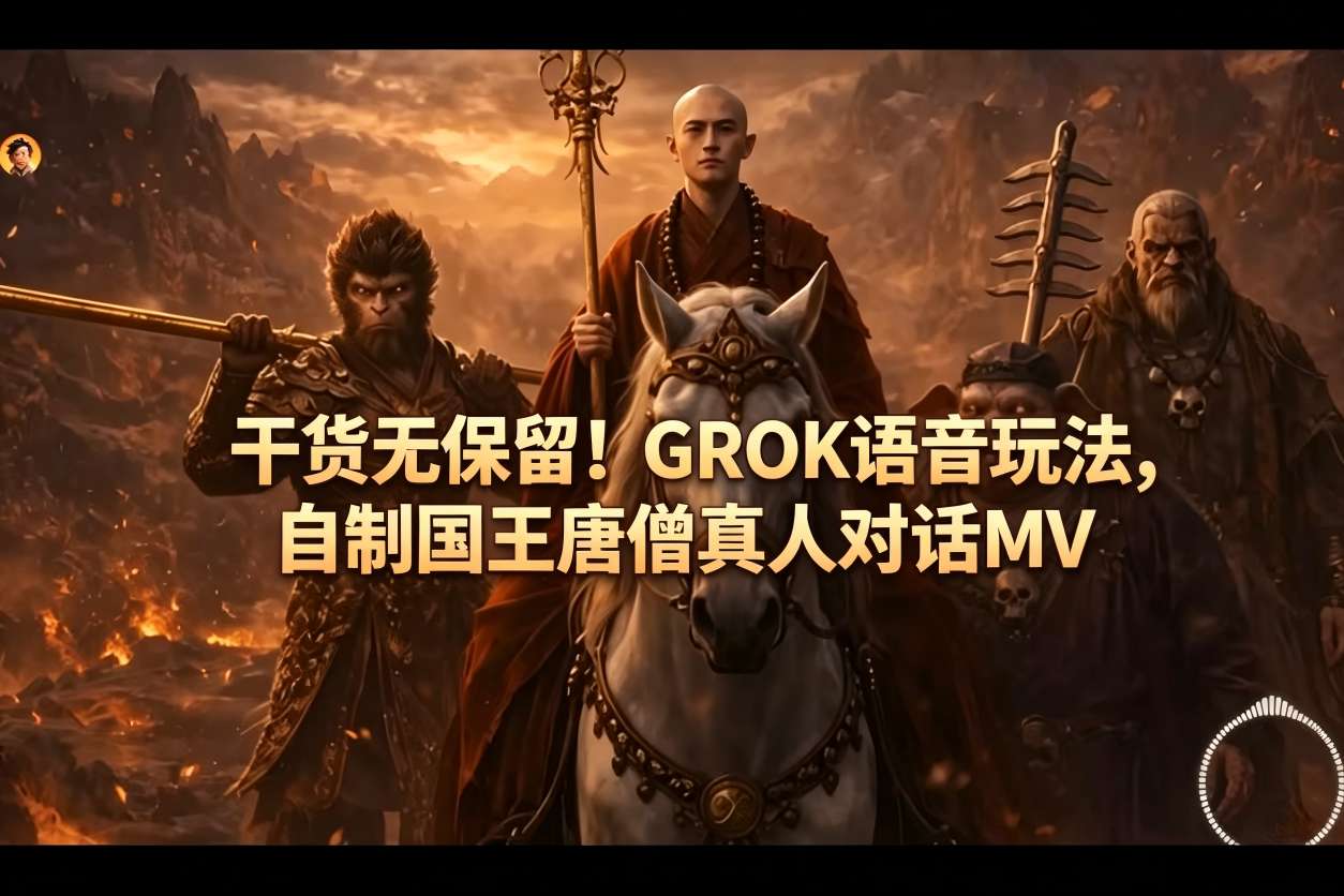 干货无保留！GROK语音玩法，自制国王唐僧真人对话MV-巅峰研习社