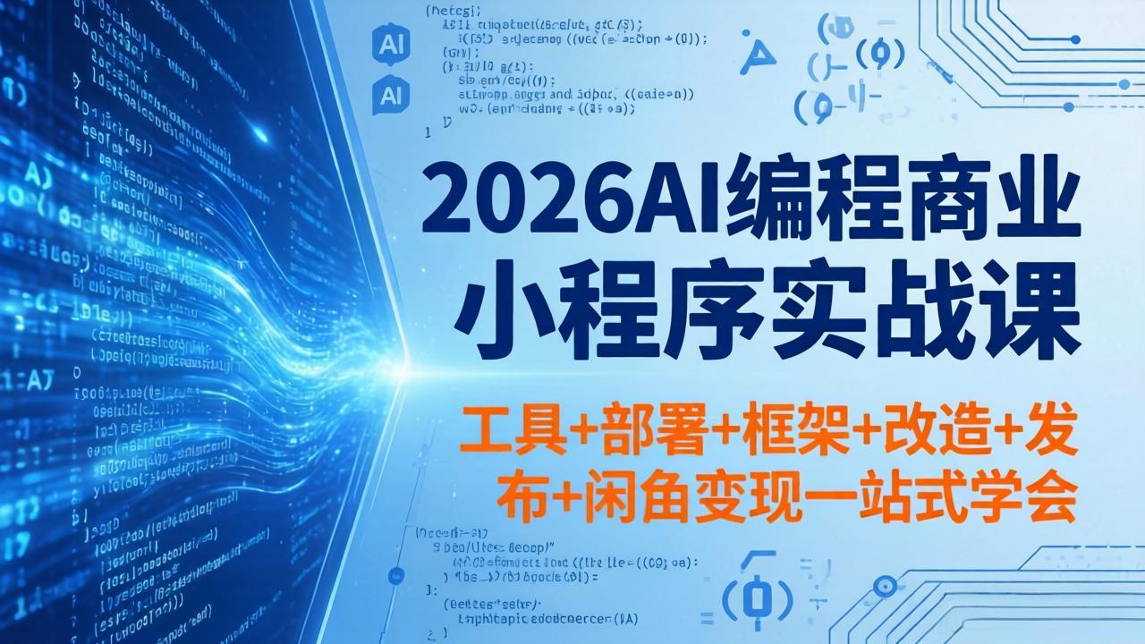 2026AI编程商业小程序实战课，工具+部署+框架+改造+发布+闲鱼变现一站式学会-巅峰研习社