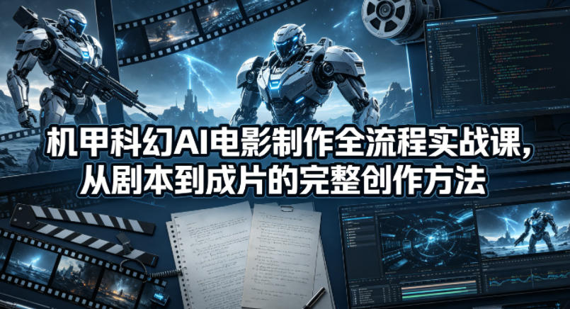 机甲科幻AI电影制作全流程实战课，从剧本到成片的完整创作方法-巅峰研习社
