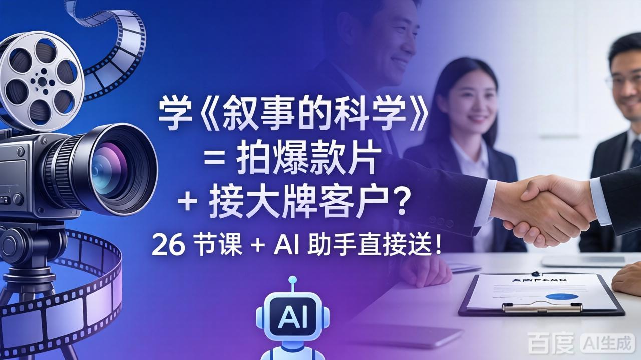 学《叙事的科学》= 拍爆款片 + 接大牌客户？26 节课 + AI 助手直接送！-巅峰研习社