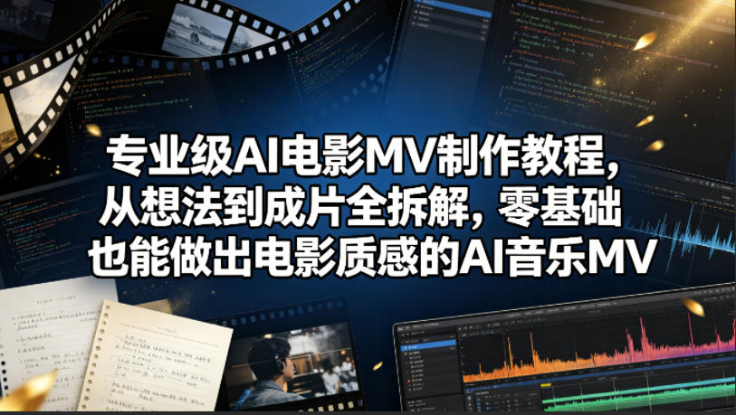 专业级AI电影MV制作教程，从想法到成片全拆解，零基础也能做出电影质感的AI音乐MV-巅峰研习社