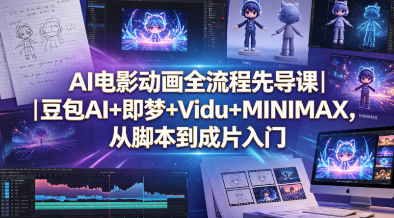 AI电影动画全流程先导课｜豆包AI+即梦+Vidu+MINIMAX，从脚本到成片入门-巅峰研习社