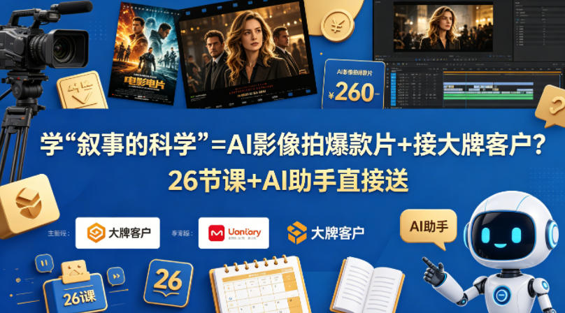 学《叙事的科学》=AI影像拍爆款片+接大牌客户？26节课+AI助手直接送【原创双语字幕】-巅峰研习社