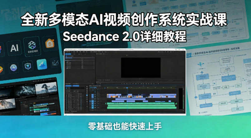 全新多模态AI视频创作系统实战课，Seedance 2.0详细教程，零基础也能快速上手-巅峰研习社
