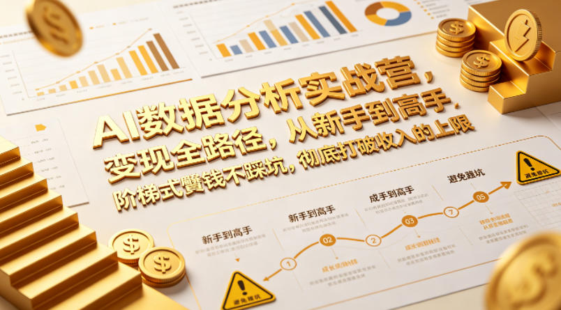 AI数据分析实战营，变现全路径，从新手到高手，阶梯式賺钱不踩坑，彻底打破收入的上限-巅峰研习社