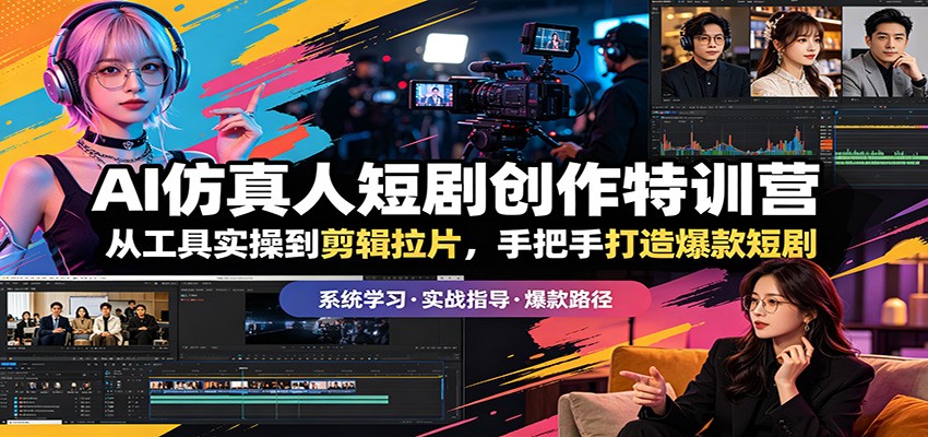 AI仿真人短剧创作特训营：从工具实操到剪辑拉片，手把手打造爆款短剧-巅峰研习社