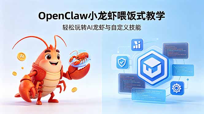 不用懂技术！OpenClaw小龙虾喂饭式教学，轻松玩转AI龙虾与自定义技能-巅峰研习社
