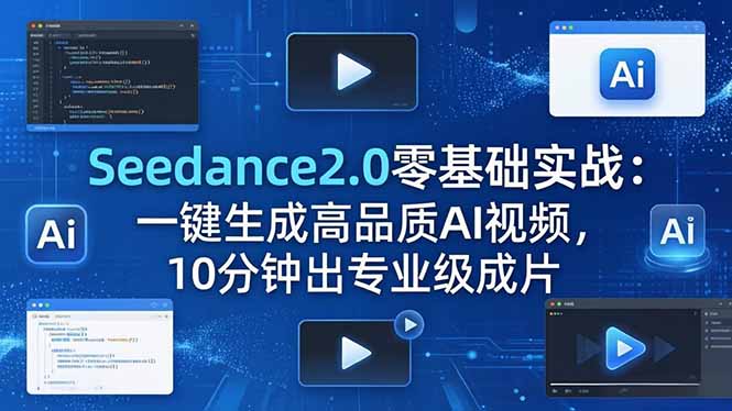 Seedance2.0零基础实战：一键生成高品质AI视频，10分钟出专业级成片-巅峰研习社