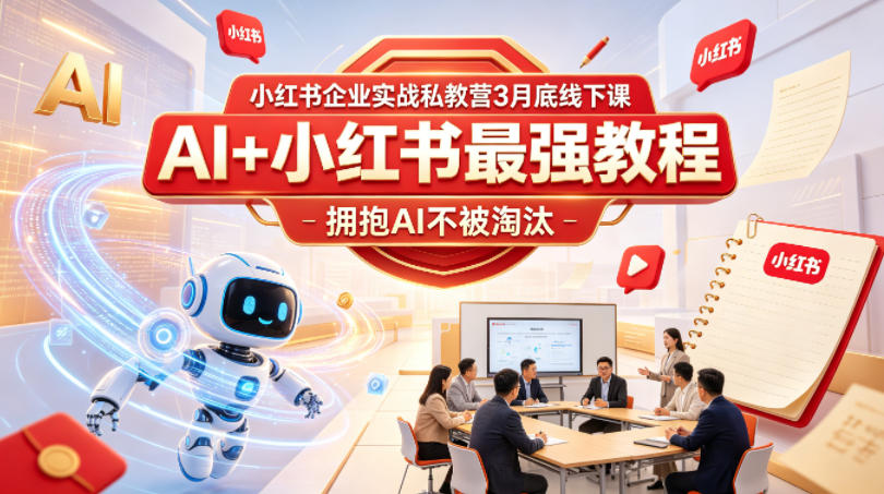 小红书企业实战私教营3月底线下课，AI+小红书最强教程，拥抱AI不被淘汰-巅峰研习社