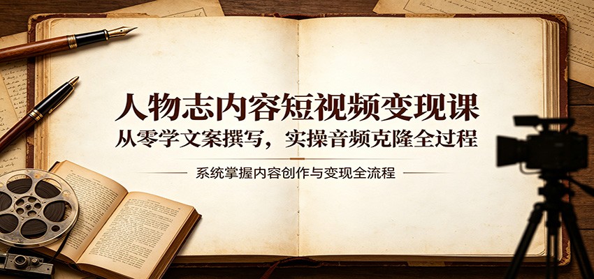 人物志内容短视频变现课：从零学文案撰写，实操音频克隆全过程-巅峰研习社
