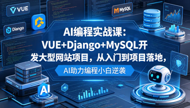 AI编程实战课：VUE+Django+MySQL开发大型网站项目，从入门到项目落地，AI助力编程小白逆袭-巅峰研习社