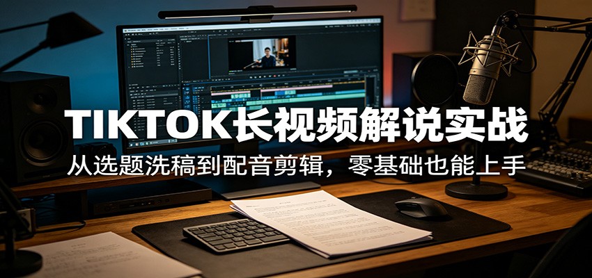 TIKTOK长视频解说实战：从选题洗稿到配音剪辑，零基础也能上手-巅峰研习社