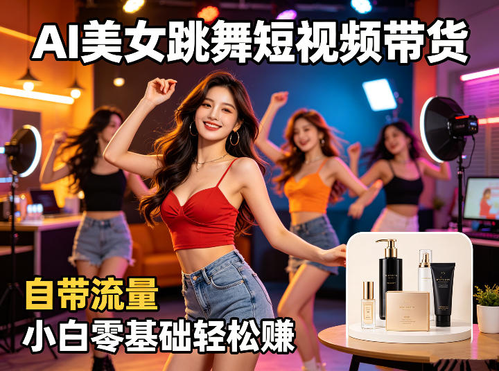 AI美女跳舞短视频带货：自带流量，小白零基础轻松賺，详细拆解-巅峰研习社