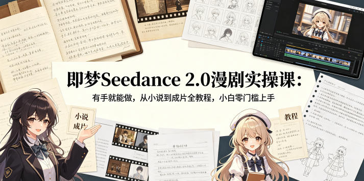 即梦Seedance 2.0漫剧实操课：有手就能做，从小说到成片全教程，小白零门槛上手-巅峰研习社
