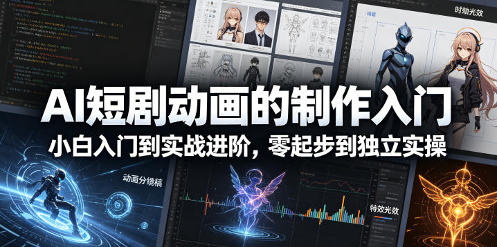 AI短剧动画的制作入门，小白入门到实战进阶，零起步到独立实操-巅峰研习社