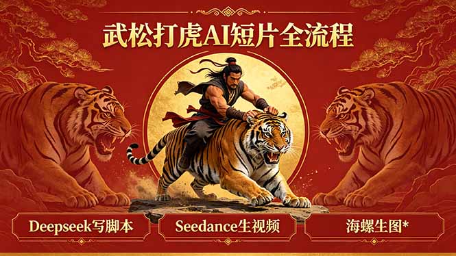 武松打虎AI短片全流程：Deepseek写脚本+Seedance生视频+海螺生图-巅峰研习社