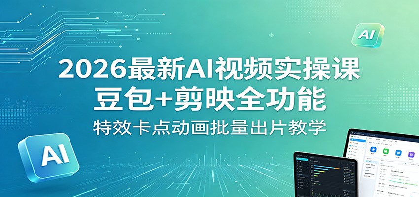 2026最新AI视频实操课：豆包+剪映全功能，特效卡点动画批量出片教学-巅峰研习社