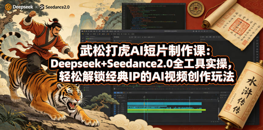 武松打虎AI短片制作课：Deepseek+Seedance2.0全工具实操，轻松解锁经典IP的AI视频创作玩法-巅峰研习社