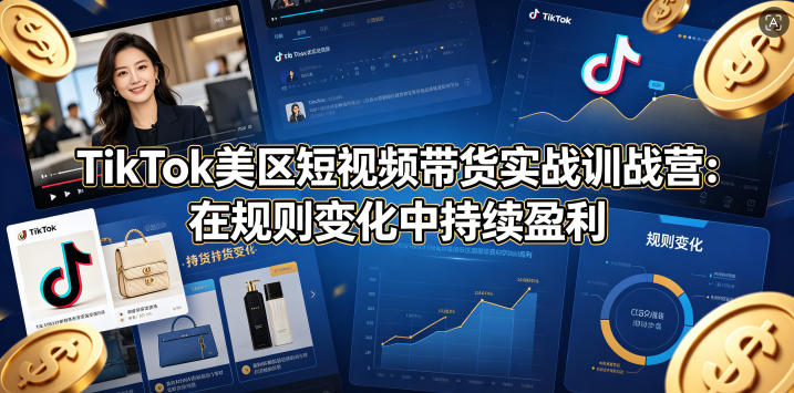 TikTok美区短视频带货实战训战营：在规则变化中持续盈利-巅峰研习社