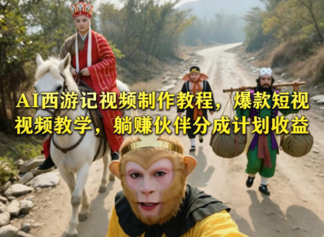 AI西游记视频制作教程，爆款短视频教学，躺賺伙伴分成计划收益-巅峰研习社