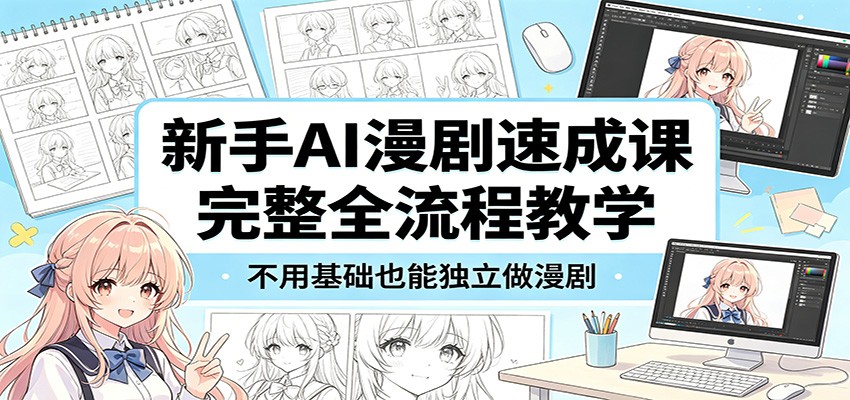 新手AI漫剧速成课：完整全流程教学，不用基础也能独立做漫剧-巅峰研习社