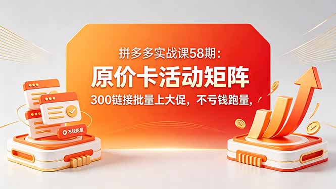 拼多多实战课58期：原价卡活动矩阵，300链接批量上大促，不亏钱跑量-巅峰研习社