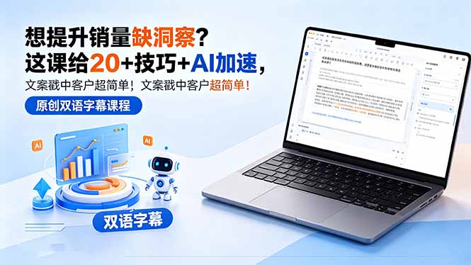 想提升销量缺洞察?这课给 20 + 技巧 + AI 加速,文案戳中客户超简单!【原创双语字幕】-巅峰研习社
