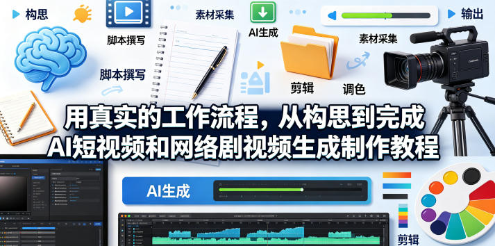 用真实的工作流程,从构思到完成AI短视频和网络剧视频生成制作教程-中英字幕-巅峰研习社
