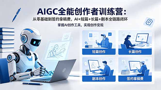 AIGC全能创作者训练营：从零基础到签约拿稿费，AI+短篇+长篇+剧本全链路闭环-巅峰研习社