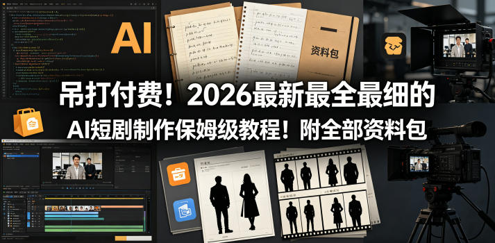 吊打付费!2026最新最全最细的AI短剧制作保姆级教程!附全部资料包-巅峰研习社