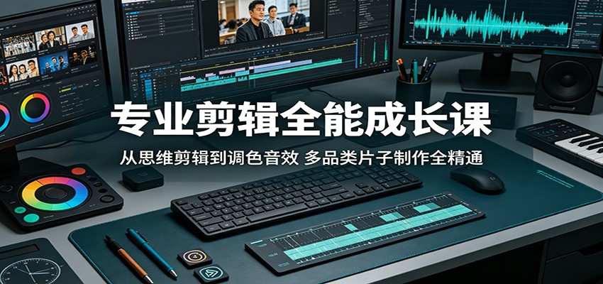 专业剪辑全能成长课：从思维剪辑到调色音效，多品类片子制作全精通-巅峰研习社